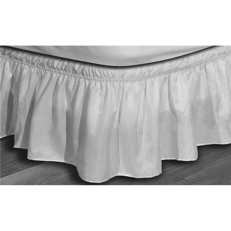 QUICK FIT Kelvin WALDORF01-WH Bed Skirt Ruffle For Bedding - Solid - Fits Twin & Full - White WALDORF01-WH